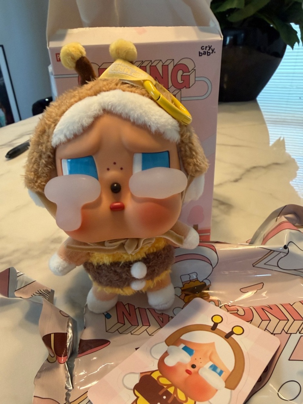 Cry Baby Bee Plush Doll - Yellow & Brown